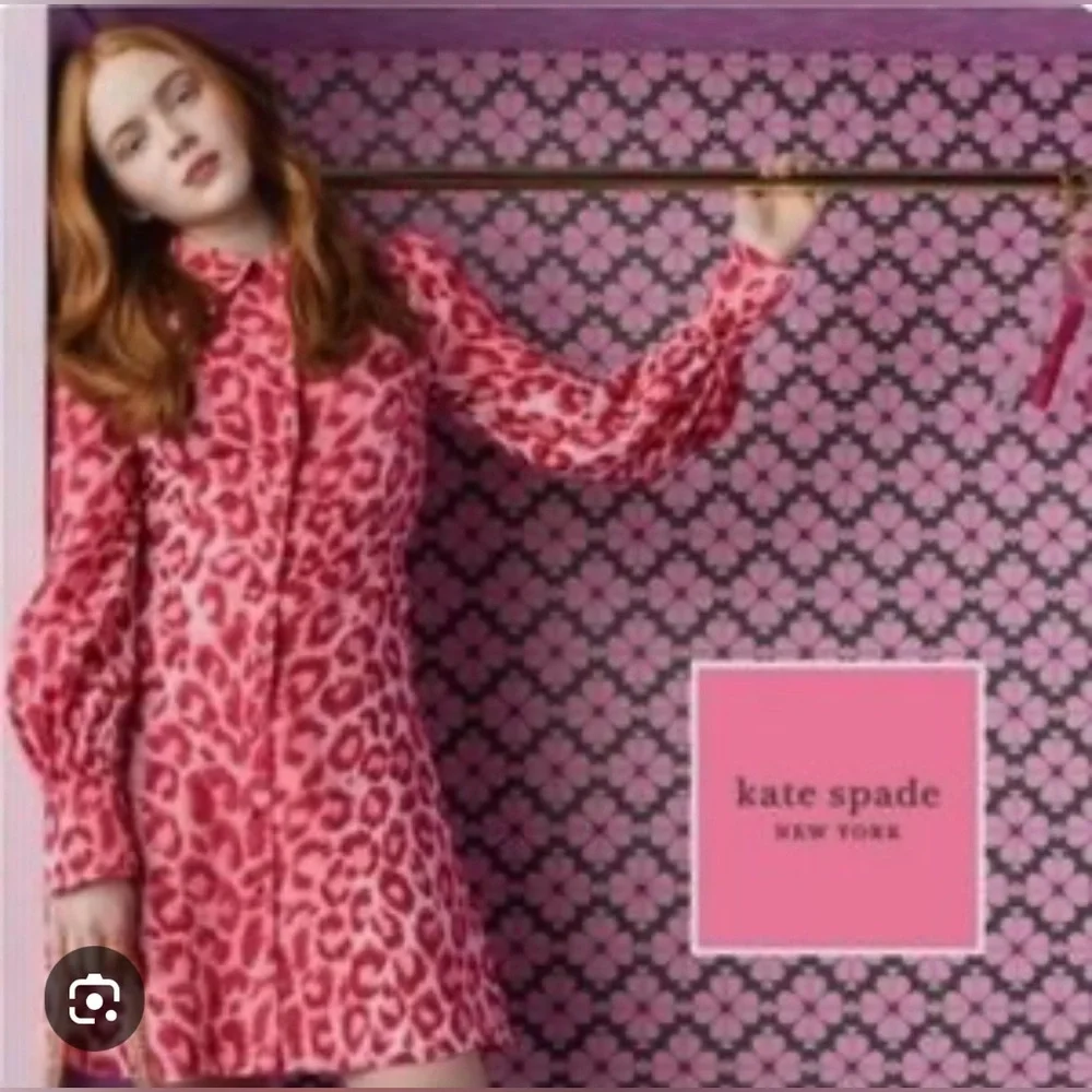 Kate Spade Long Sleeve Panthera Animal Print Button Front Shirtdress in Pinkish